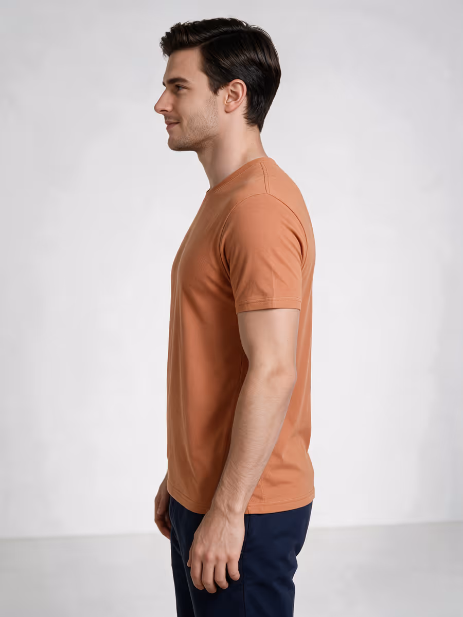 Men's Saffron Half Sleeve Round Neck Plain T-Shirt