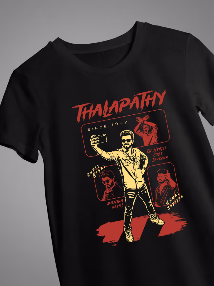 Thalapathy Vijay T-Shirt For Men - Half Sleeve