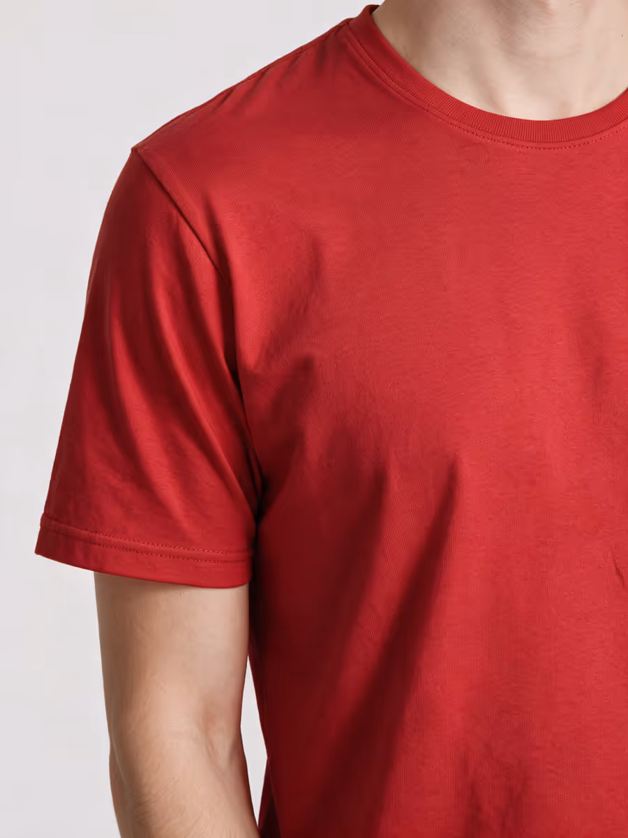 Men's Red Half Sleeve Round Neck Plain T-Shirt