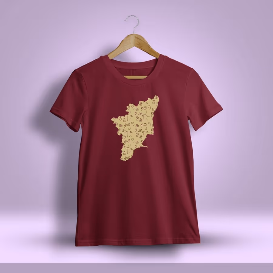 Kalvettu tamilnadu Map T-Shirt For Men - Half Sleeve